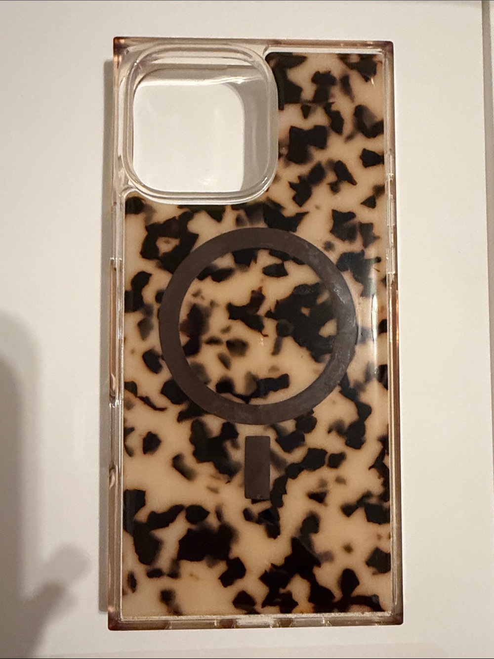 Tortoiseshell Pattern Phone Case with Beige & Black Design